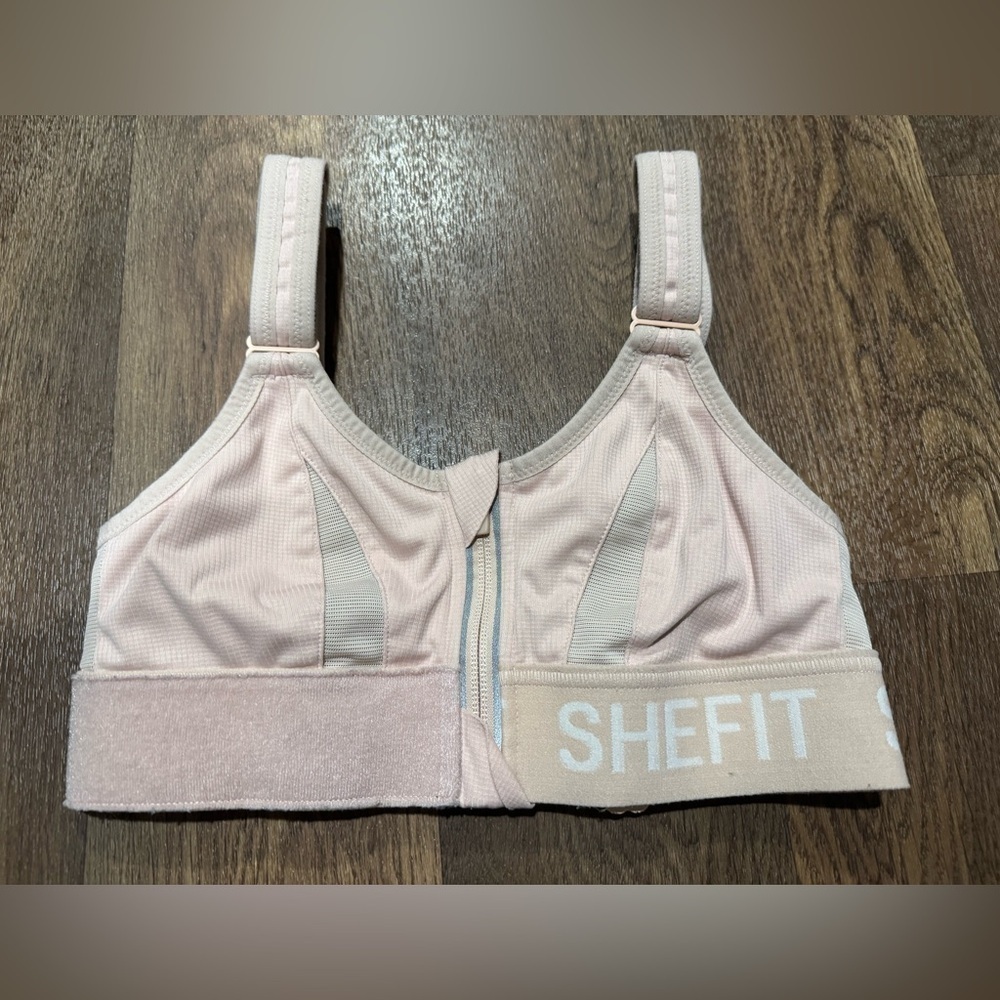 SHEFIT High Impact Front Zip Sports Bra Size Extra Small Light Pink